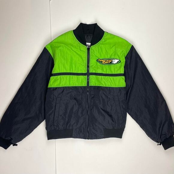 Vintage Arctic Cat Snowmobile 90s Quilt Lined Black & Green Jacket Size Medium - Picture 2 of 8